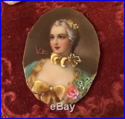 Antique Vintage Miniature Portraits Hand Painted Signed X3 Stunning For Lockets