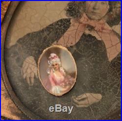 Antique Vintage Miniature Portraits Hand Painted Signed X3 Stunning For Lockets