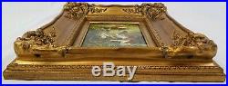 Antique Vintage Oil Painting boy pushing girl on swing Signed Framed