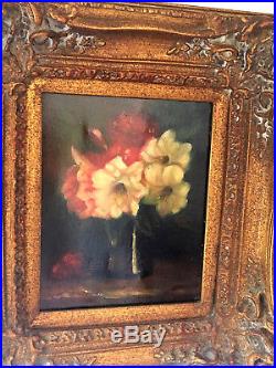 Antique/Vintage Oil on Canvas Still Life FLORAL Painting Signed