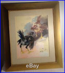 Antique Vintage Painting Randall Davey Signed Original Painting Rooster