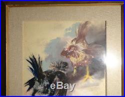 Antique Vintage Painting Randall Davey Signed Original Painting Rooster
