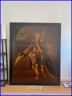 Antique Vintage Portrait Painting Oil On Canvas Signed Framed Art 70x50 Huge