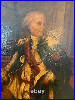 Antique Vintage Portrait Painting Oil On Canvas Signed Framed Art 70x50 Huge