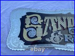 Antique Vintage Sandwiches Glue Chipped Sign Glass Gold Leaf Reverse Painted