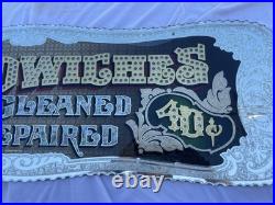 Antique Vintage Sandwiches Glue Chipped Sign Glass Gold Leaf Reverse Painted