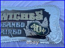 Antique Vintage Sandwiches Glue Chipped Sign Glass Gold Leaf Reverse Painted