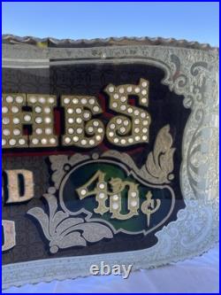 Antique Vintage Sandwiches Glue Chipped Sign Glass Gold Leaf Reverse Painted