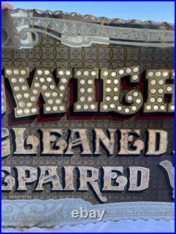 Antique Vintage Sandwiches Glue Chipped Sign Glass Gold Leaf Reverse Painted