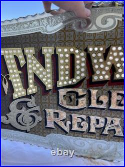 Antique Vintage Sandwiches Glue Chipped Sign Glass Gold Leaf Reverse Painted