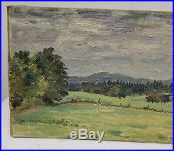 Antique Vintage Signed Initialed Landscape Painting Oil on Artist Board