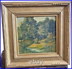 Antique Vintage Signed Original Oil Painting of Forest and Stream