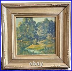 Antique Vintage Signed Original Oil Painting of Forest and Stream
