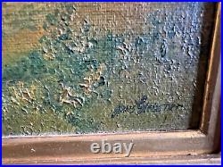 Antique Vintage Signed Original Oil Painting of Forest and Stream