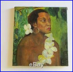 Antique Wpa Era Portrait Black Americana Tropical Portrait Painting Hawaiian Vtg