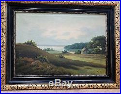 Antique oil on canvas landscape, signed P. FRIIS