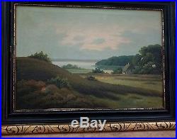 Antique oil on canvas landscape, signed P. FRIIS