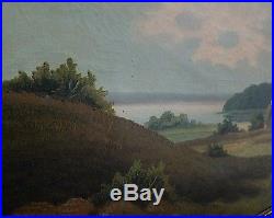 Antique oil on canvas landscape, signed P. FRIIS