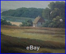 Antique oil on canvas landscape, signed P. FRIIS