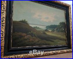 Antique oil on canvas landscape, signed P. FRIIS