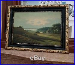 Antique oil on canvas landscape, signed P. FRIIS