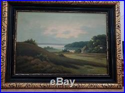 Antique oil on canvas landscape, signed P. FRIIS