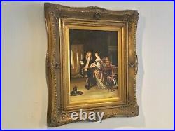 Antique vintage Gilt framed original signed oil painting superb