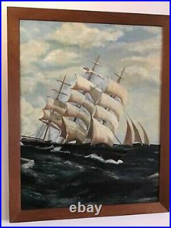 Antique vintage framed original signed oil painting