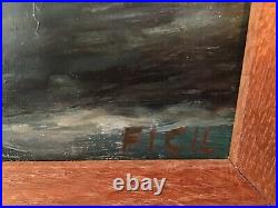 Antique vintage framed original signed oil painting