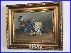 Antique vintage gilt framed Signed original oil painting Still life circa 1907