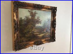 Antique vintage gilt framed original signed oil painting large landscape