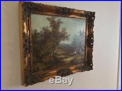 Antique vintage gilt framed original signed oil painting large landscape