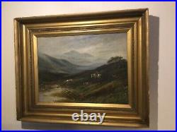Antique vintage gilt framed original signed oil painting on canvas Scottish scen