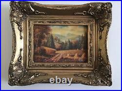 Antique vintage gilt framed original signed oil painting superb Van Veal