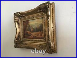 Antique vintage gilt framed original signed oil painting superb Van Veal