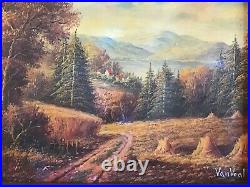 Antique vintage gilt framed original signed oil painting superb Van Veal