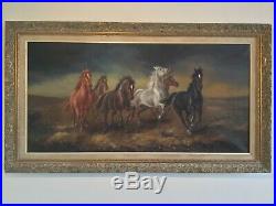 Antique vintage gilt framed signed original oil painting by artist Hans Reidman