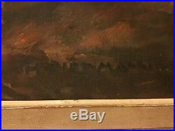 Antique vintage gilt framed signed original oil painting by artist Hans Reidman