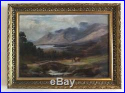 Antique vintage gilt framed very old signed original fine oil painting