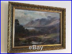 Antique vintage gilt framed very old signed original fine oil painting