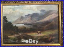 Antique vintage gilt framed very old signed original fine oil painting