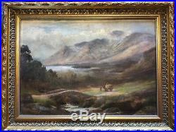 Antique vintage gilt framed very old signed original fine oil painting