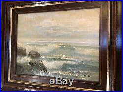 Antique vintage original framed and signed oil painting by puerto marinas