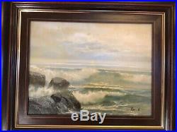 Antique vintage original framed and signed oil painting by puerto marinas