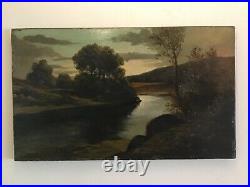 Antique vintage very old original oil painting on canvas signed Otto Richten