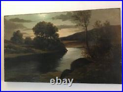 Antique vintage very old original oil painting on canvas signed Otto Richten