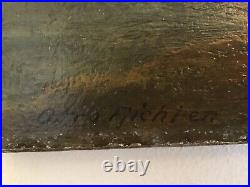 Antique vintage very old original oil painting on canvas signed Otto Richten