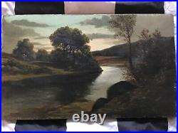 Antique vintage very old original oil painting on canvas signed Otto Richten