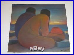 Antonio Arroyo Painting Expressionist Mexican Indian Coastal Modernist Vintage