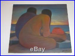 Antonio Arroyo Painting Expressionist Mexican Indian Coastal Modernist Vintage